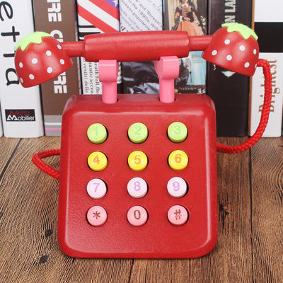 Geometrische Vorm Houten Landline Telefoon voor Cognitieve Ontwikkeling
