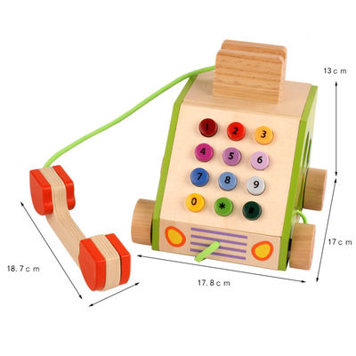 Geometrische Vorm Houten Landline Telefoon voor Cognitieve Ontwikkeling