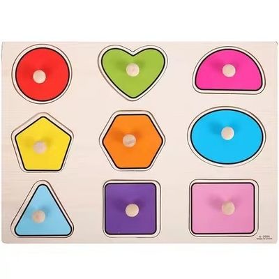 Houten Puzzel van Montessori van de handgreep 3D voor Zuigelingsonderwijs