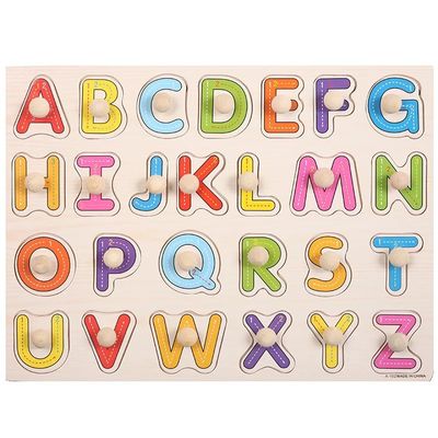 Houten Puzzel van Montessori van de handgreep 3D voor Zuigelingsonderwijs