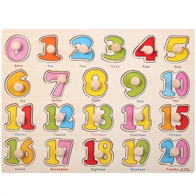 Houten Puzzel van Montessori van de handgreep 3D voor Zuigelingsonderwijs