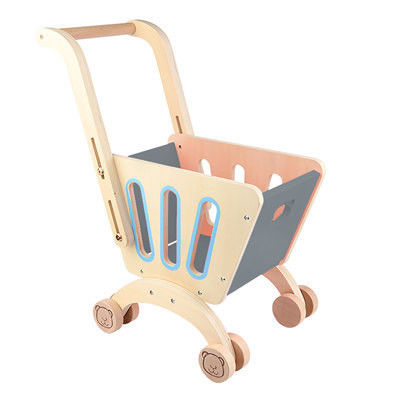 Het Dubbele Dek Houten Toy Shopping Trolley van kinderen