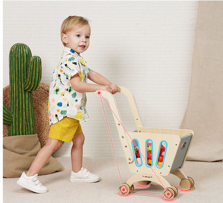 Het Dubbele Dek Houten Toy Shopping Trolley van kinderen