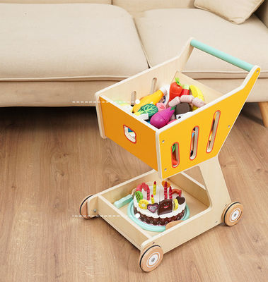 Het Dubbele Dek Houten Toy Shopping Trolley van kinderen