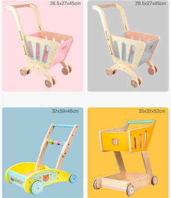 Het Dubbele Dek Houten Toy Shopping Trolley van kinderen