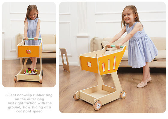 Het Dubbele Dek Houten Toy Shopping Trolley van kinderen
