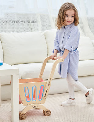 Het Dubbele Dek Houten Toy Shopping Trolley van kinderen