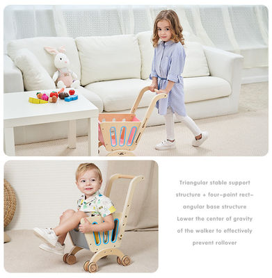 Het Dubbele Dek Houten Toy Shopping Trolley van kinderen