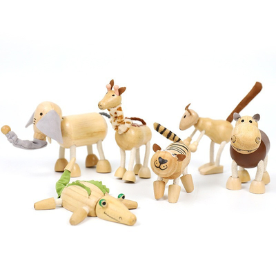 Houten de KinderjarenBouwstenen van Forest Farm Animal Dolls Early van Simulatie Kleine Dierlijke Blokken