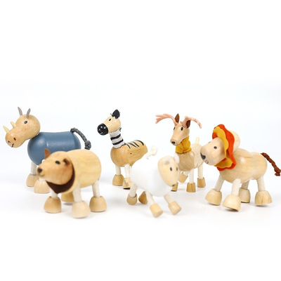 Houten de KinderjarenBouwstenen van Forest Farm Animal Dolls Early van Simulatie Kleine Dierlijke Blokken