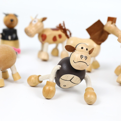 Houten de KinderjarenBouwstenen van Forest Farm Animal Dolls Early van Simulatie Kleine Dierlijke Blokken