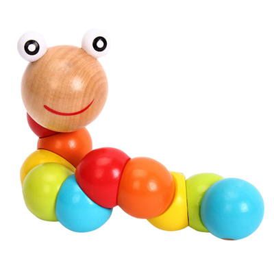 De nieuwe van de de Draaimarionet van de Regenboogworm van de de Kennispret van de het Speelgoed Veranderlijke Vorm Onderwijs van de Blokkenjonge geitjes Houten Bedelaars van Caterpillar Kleurrijke