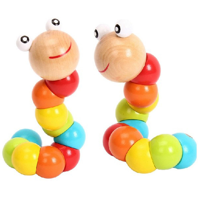 De nieuwe van de de Draaimarionet van de Regenboogworm van de de Kennispret van de het Speelgoed Veranderlijke Vorm Onderwijs van de Blokkenjonge geitjes Houten Bedelaars van Caterpillar Kleurrijke