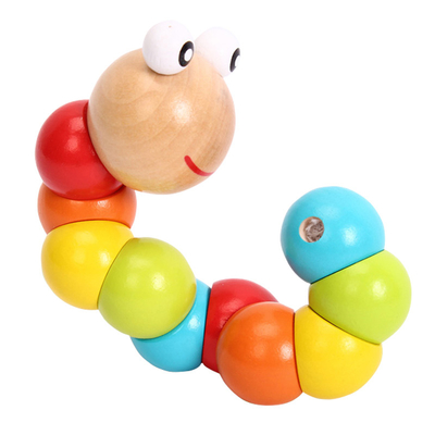 De nieuwe van de de Draaimarionet van de Regenboogworm van de de Kennispret van de het Speelgoed Veranderlijke Vorm Onderwijs van de Blokkenjonge geitjes Houten Bedelaars van Caterpillar Kleurrijke