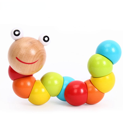 De nieuwe van de de Draaimarionet van de Regenboogworm van de de Kennispret van de het Speelgoed Veranderlijke Vorm Onderwijs van de Blokkenjonge geitjes Houten Bedelaars van Caterpillar Kleurrijke