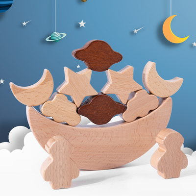 Van het Speelgoed Houten Blokken van Montessorikinderen Onderwijs van de Sterrenmaan Gestapelde Blokken Cons. van Toy Diy Baby Balance Training Houten