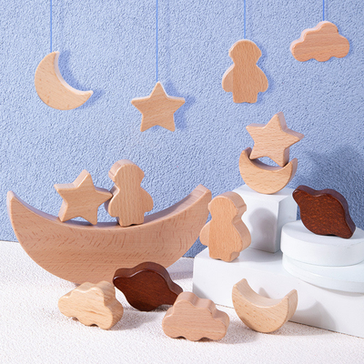 Van het Speelgoed Houten Blokken van Montessorikinderen Onderwijs van de Sterrenmaan Gestapelde Blokken Cons. van Toy Diy Baby Balance Training Houten