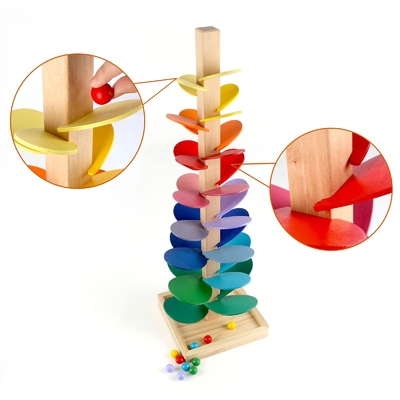 Montessori Onderwijstoy blocks wooden music tree met het Marmeren van het het Spoorspel van de Ballooppas van de Babyjonge geitjes Hout van de de Kinderenintelligentie