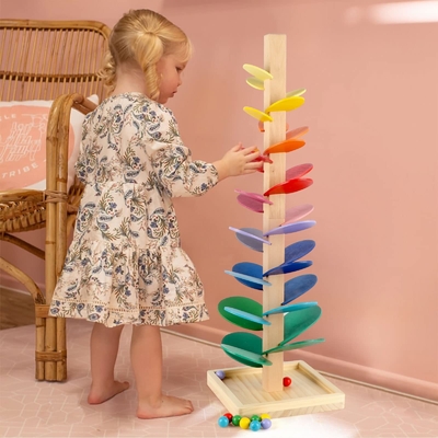 Montessori Onderwijstoy blocks wooden music tree met het Marmeren van het het Spoorspel van de Ballooppas van de Babyjonge geitjes Hout van de de Kinderenintelligentie