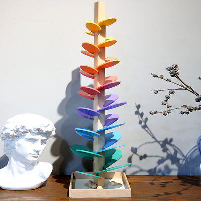 Montessori Onderwijstoy blocks wooden music tree met het Marmeren van het het Spoorspel van de Ballooppas van de Babyjonge geitjes Hout van de de Kinderenintelligentie