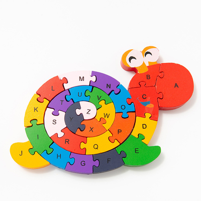 Houten Bouwsteenspeelgoed voor van het Onderwijsslakken van de Jonge geitjesbaby de Vroege Kinderen van de de Schildpad Cognitieve Spelling Digitale