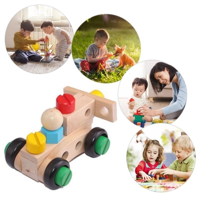 Van de het Voordeelintelligentie van kinderen van de de Demontageassemblage de Auto Toy Solid Wood Assembly Intelligence 30 Stukken Schroefstuk speelgoed