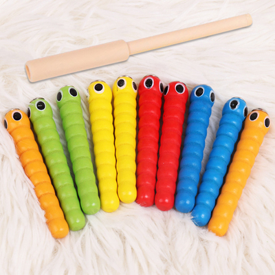 Houten Insect die Spel 5 Wormen 1 vangen het Houten Onderwijsspeelgoed van Montessori van Speelgoedtoebehoren