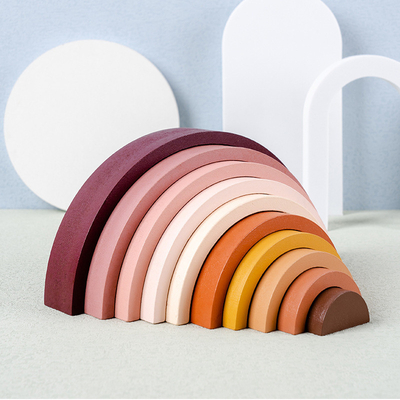 Van de de Bouwsteenbaby van de Montessoriregenboog het Stapelen van Toy Safe Niet-toxische DIY het Houten Creatieve Onderwijsstuk speelgoed van het Saldospel