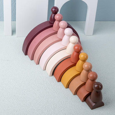 Van de de Bouwsteenbaby van de Montessoriregenboog het Stapelen van Toy Safe Niet-toxische DIY het Houten Creatieve Onderwijsstuk speelgoed van het Saldospel