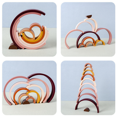 Van de de Bouwsteenbaby van de Montessoriregenboog het Stapelen van Toy Safe Niet-toxische DIY het Houten Creatieve Onderwijsstuk speelgoed van het Saldospel
