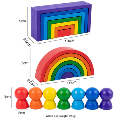 De RegenboogBouwstenen van baby Houten Montessori Onderwijs