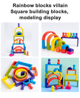 De RegenboogBouwstenen van baby Houten Montessori Onderwijs