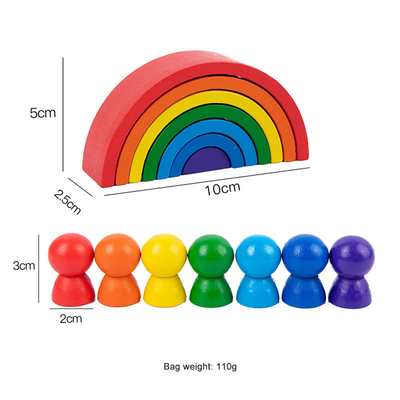 De RegenboogBouwstenen van baby Houten Montessori Onderwijs