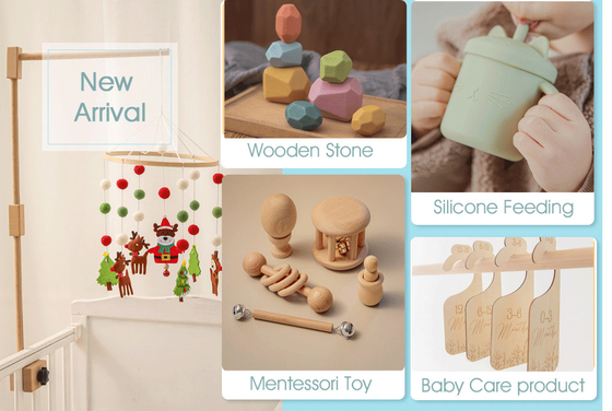 4 PCs/de Vastgestelde van de Rammelaarteether van het Babyspeelgoed Natuurlijke Houten Muzikale Pasgeboren Gift