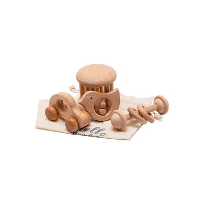 4 PCs/de Vastgestelde van de Rammelaarteether van het Babyspeelgoed Natuurlijke Houten Muzikale Pasgeboren Gift
