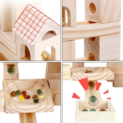 60pcs de houten Marmeren van de de Bouwstenenbal van de Spoorassemblage van het Raadselkinderen Gift van het Speelgoedjonge geitjes Onderwijs