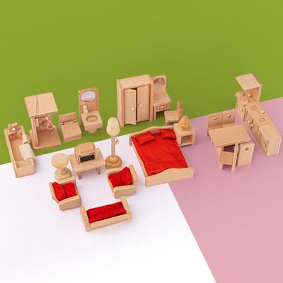 Houten de Lijstmeubilair van de Poppenhuiseetkamer voor het Onderwijs van de Jong geitjegift
