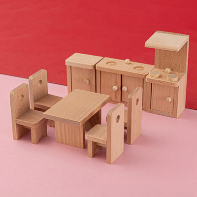 Houten de Lijstmeubilair van de Poppenhuiseetkamer voor het Onderwijs van de Jong geitjegift