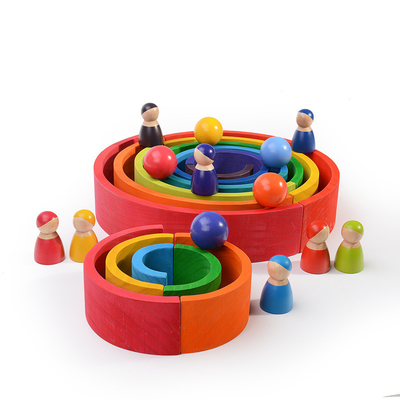 Van de het Speelgoedregenboog van DIY 3D Houten de Bouwstenen Grote Grootte voor Kinderenjonge geitjes