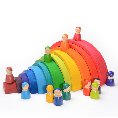 Van de het Speelgoedregenboog van DIY 3D Houten de Bouwstenen Grote Grootte voor Kinderenjonge geitjes