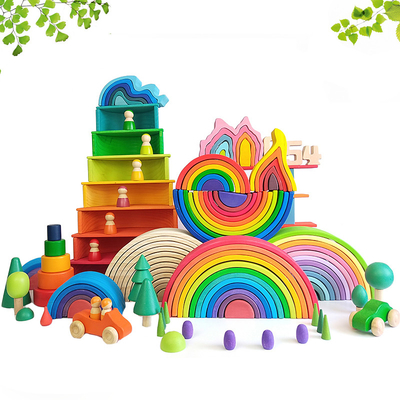 Van de het Speelgoedregenboog van DIY 3D Houten de Bouwstenen Grote Grootte voor Kinderenjonge geitjes