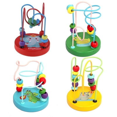 Montessori Houten Speelgoed voor van de de Pareldraad van Jong geitje het Houten Cirkels Speelgoed van de de Raadselsbaby van Maze Roller Coaster Educational Wood