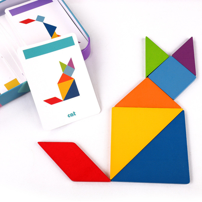 3D Houten Tangram van de Patroon Dierlijke Puzzel Kleurrijke Kinderen van het de Spelenspeelgoed van Toy Kids Montessori Early Education Sorterende