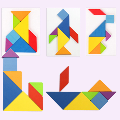 3D Houten Tangram van de Patroon Dierlijke Puzzel Kleurrijke Kinderen van het de Spelenspeelgoed van Toy Kids Montessori Early Education Sorterende