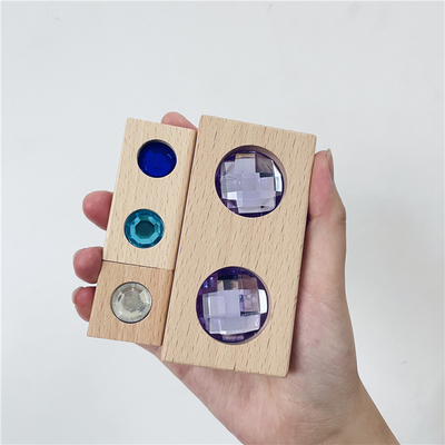 Groot de Blokkenspel X van Gem Blocks Kids Transparent Windows van de Kleurenstraat Houten de Blokkenbaby die van Bakstenen Acrylkubussen T stapelen