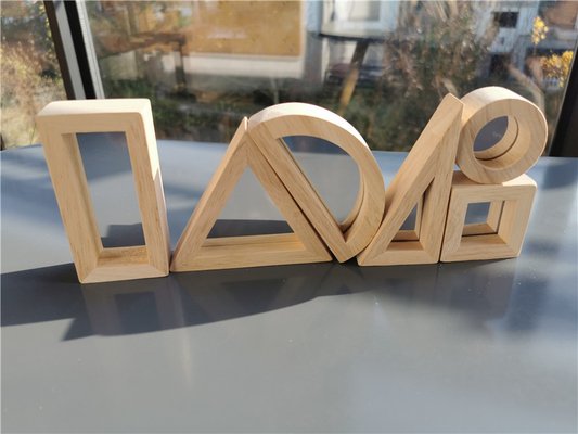 Het Houten Toy Sensory Rainbow Mirror Blocks Stevige Rubberhout die van jonge geitjesmontessori Acrylbuliding-Stapelaar stapelen Onderwijs