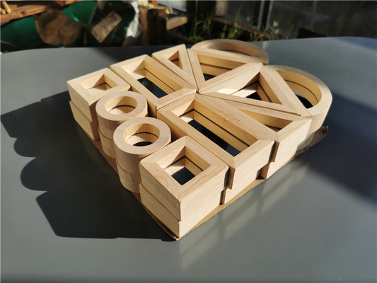 Het Houten Toy Sensory Rainbow Mirror Blocks Stevige Rubberhout die van jonge geitjesmontessori Acrylbuliding-Stapelaar stapelen Onderwijs