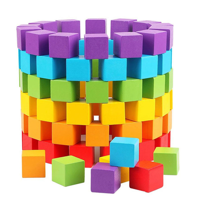 Kleurrijke Houten KubussenBouwstenen Toy Baby Color en Geometrisch Vorm Houten Onderwijsspeelgoed voor Chil