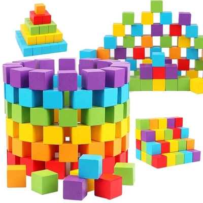 Kleurrijke Houten KubussenBouwstenen Toy Baby Color en Geometrisch Vorm Houten Onderwijsspeelgoed voor Chil