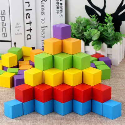 Kleurrijke Houten KubussenBouwstenen Toy Baby Color en Geometrisch Vorm Houten Onderwijsspeelgoed voor Chil